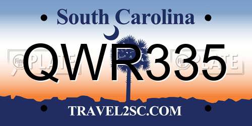 QWR335 South Carolina License Plate