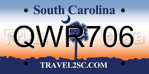QWR706 South Carolina License Plate