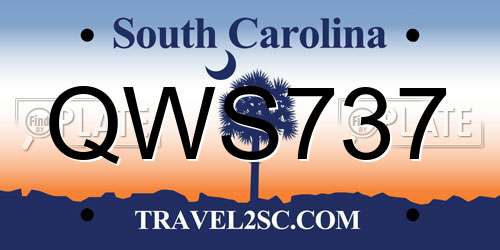 QWS737 South Carolina License Plate