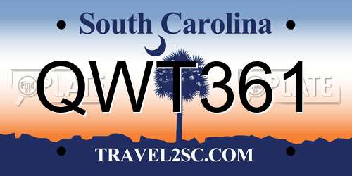 QWT361 South Carolina License Plate