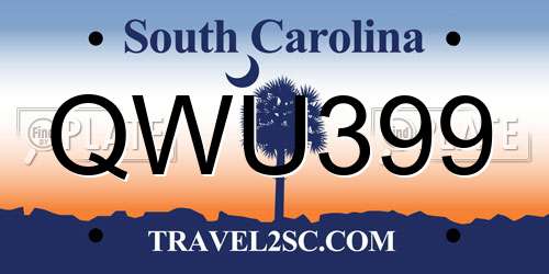 QWU399 South Carolina License Plate