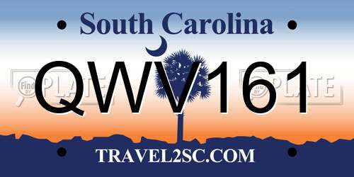 QWV161 South Carolina License Plate
