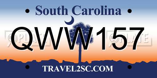 QWW157 South Carolina License Plate