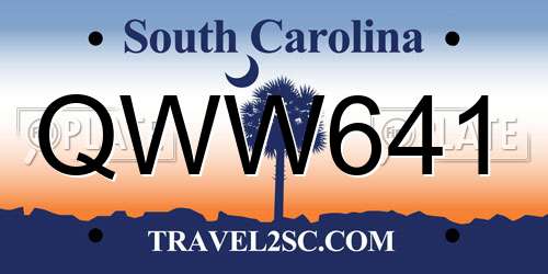 QWW641 South Carolina License Plate