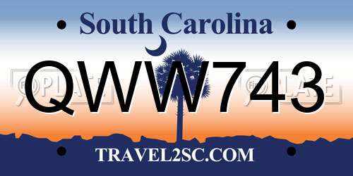 QWW743 South Carolina License Plate