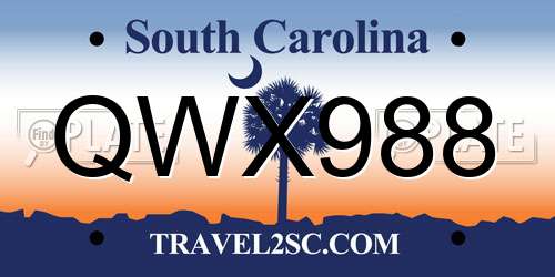 QWX988 South Carolina License Plate
