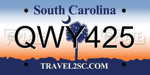 QWY425 South Carolina License Plate