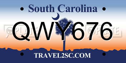 QWY676 South Carolina License Plate