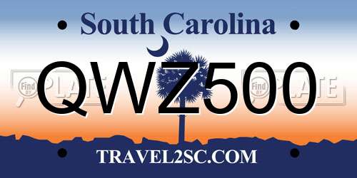 QWZ500 South Carolina License Plate