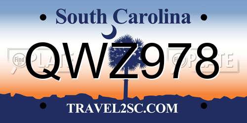 QWZ978 South Carolina License Plate