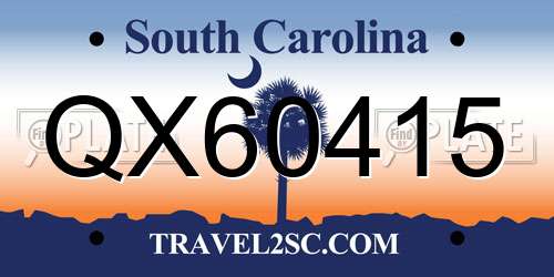 QX60415 South Carolina License Plate