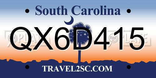 QX6D415 South Carolina License Plate