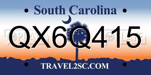QX6Q415 South Carolina License Plate