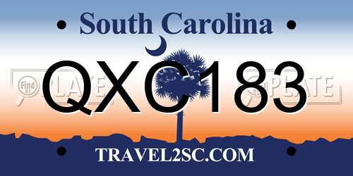 QXC183 South Carolina License Plate