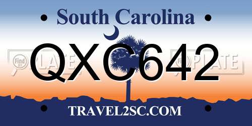 QXC642 South Carolina License Plate