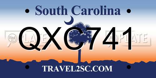 QXC741 South Carolina License Plate