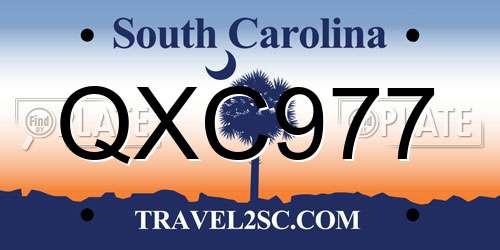 QXC977 South Carolina License Plate