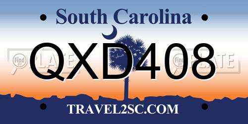 QXD408 South Carolina License Plate