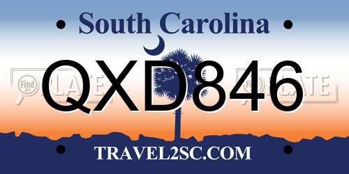 QXD846 South Carolina License Plate