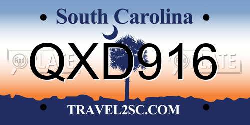 QXD916 South Carolina License Plate