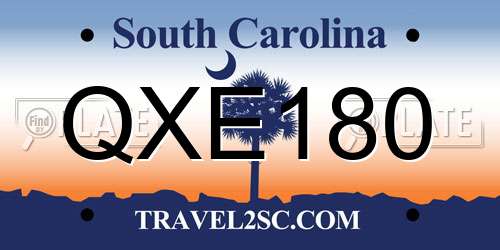 QXE180 South Carolina License Plate