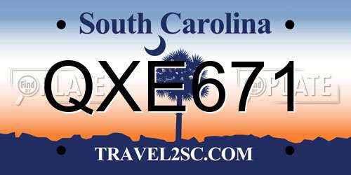 QXE671 South Carolina License Plate
