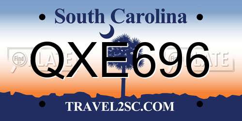 QXE696 South Carolina License Plate