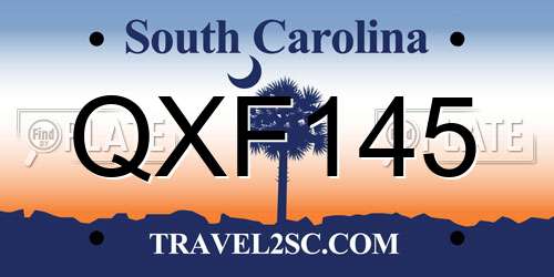 QXF145 South Carolina License Plate