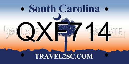 QXF714 South Carolina License Plate