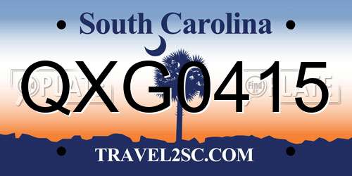 QXG0415 South Carolina License Plate