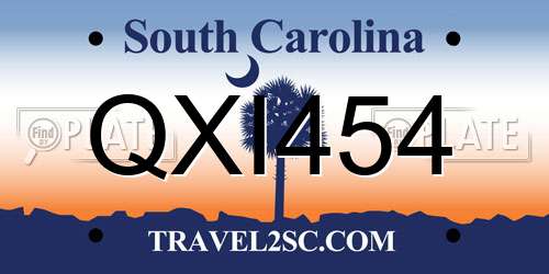 QXI454 South Carolina License Plate