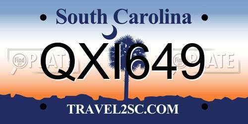 QXI649 South Carolina License Plate