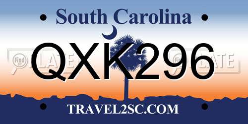 QXK296 South Carolina License Plate