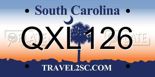 QXL126 South Carolina License Plate