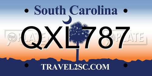 QXL787 South Carolina License Plate
