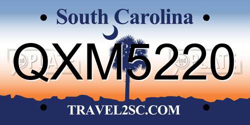 QXM5220 South Carolina License Plate