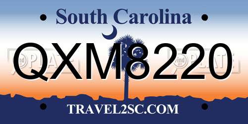 QXM8220 South Carolina License Plate