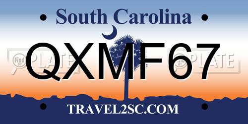 QXMF67 South Carolina License Plate