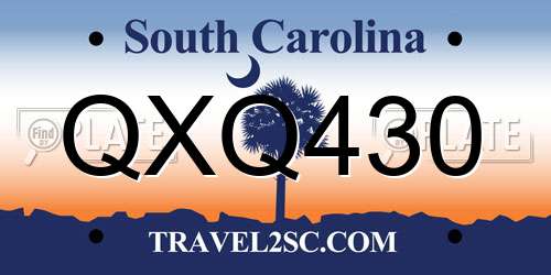 QXQ430 South Carolina License Plate