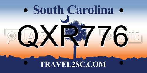 QXR776 South Carolina License Plate
