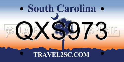 QXS973 South Carolina License Plate