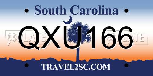 QXU166 South Carolina License Plate