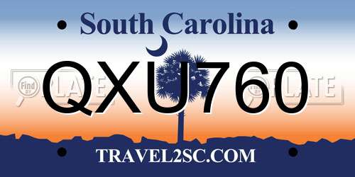 QXU760 South Carolina License Plate