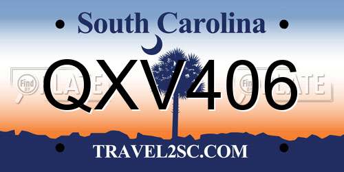 QXV406 South Carolina License Plate