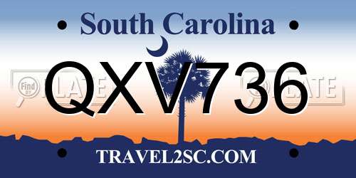 QXV736 South Carolina License Plate