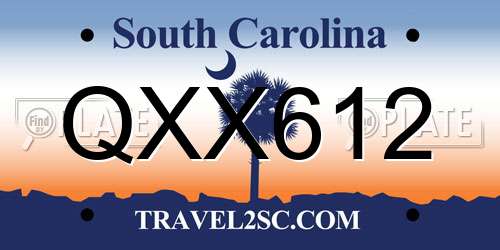 QXX612 South Carolina License Plate
