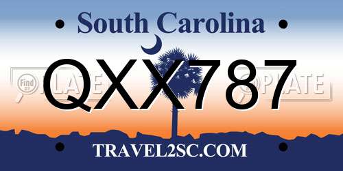 QXX787 South Carolina License Plate