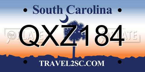 QXZ184 South Carolina License Plate