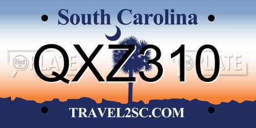 QXZ310 South Carolina License Plate