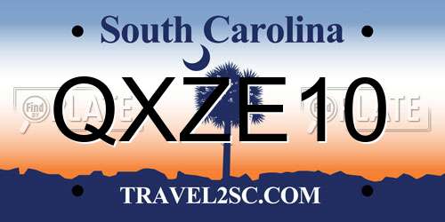 QXZE10 South Carolina License Plate